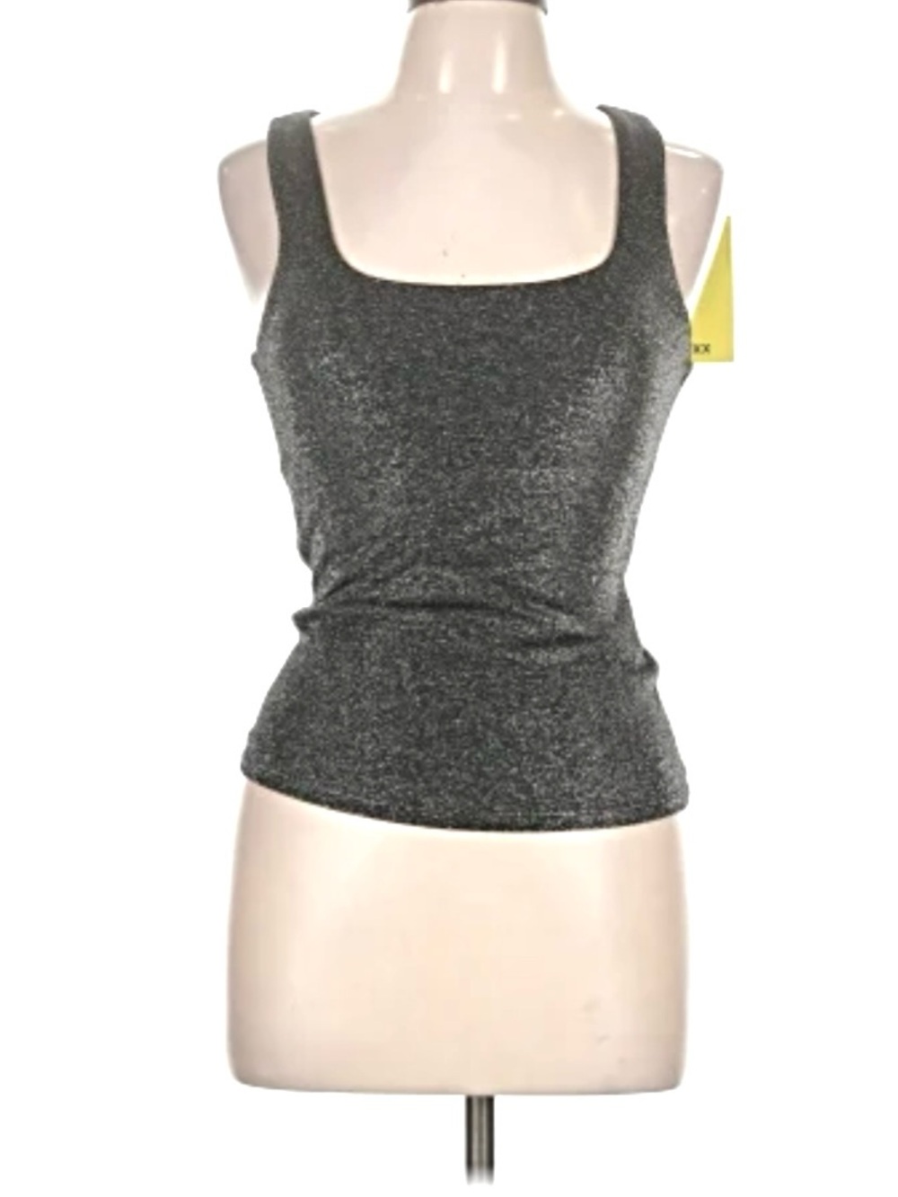 Guess Sleeveless Metallic Scoop Front & Back Neck Tank Top - Gray
